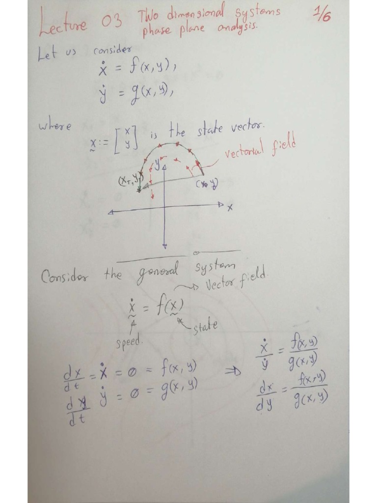 Lecture 03 Two Dimensional Analysis Phase Portraits PDF