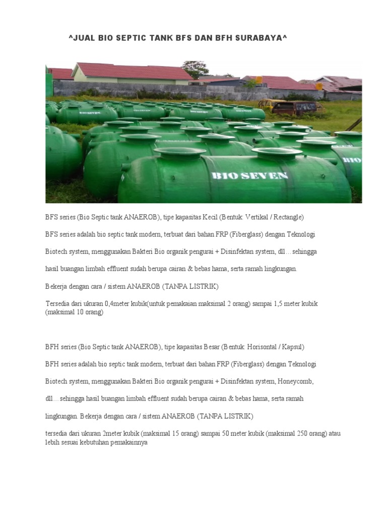 Jual Septic Tank Bfs Dan BFH | PDF | Griya & Taman