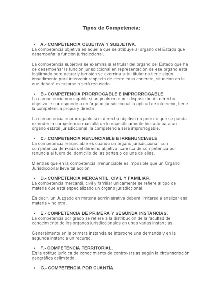 Tipos de Competencia | PDF | Jurisdicción | Bancarrota