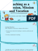 Teaching as a Profession, Mission and Vocation