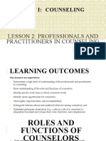 Diass Unit I Lesson 2 - Professionals and Practitioners in Counseling