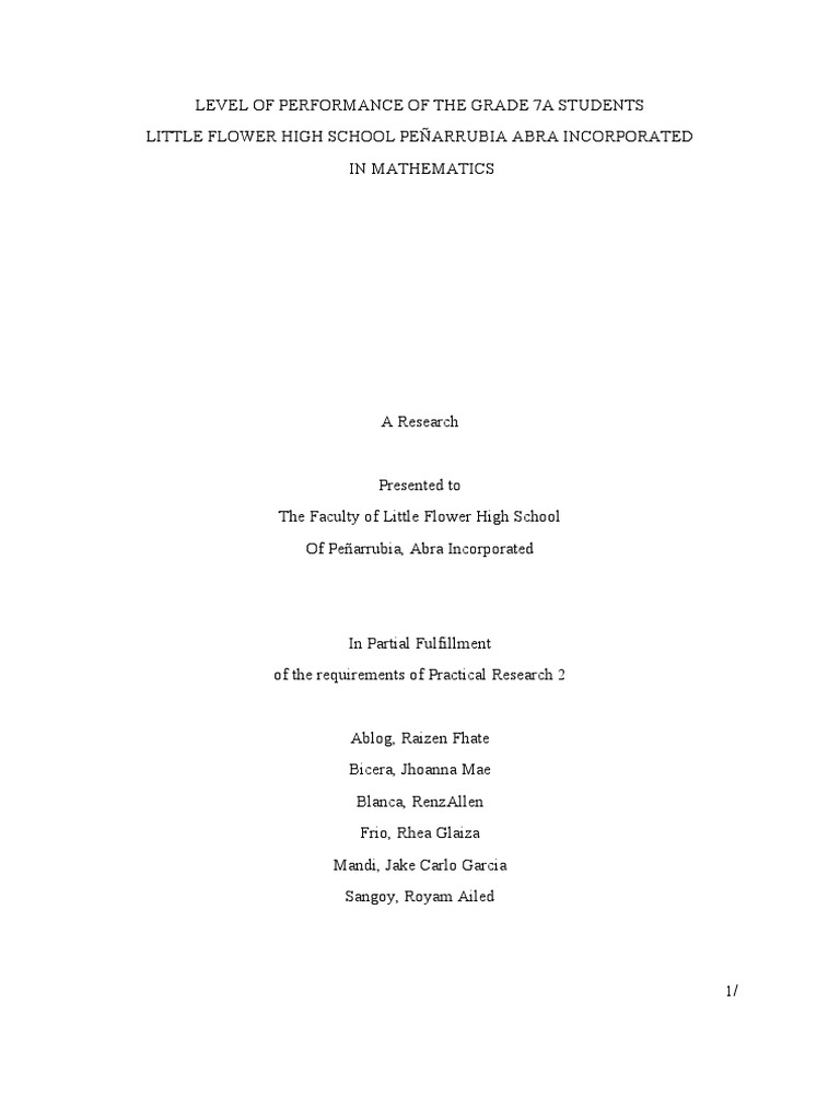 Grade 7A Math Performance Study | PDF | Perception | Teaching Mathematics