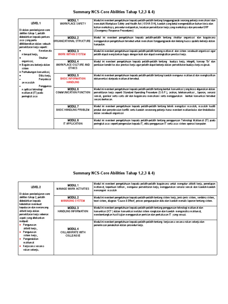 Summary of Core Abilities | PDF | Komputer