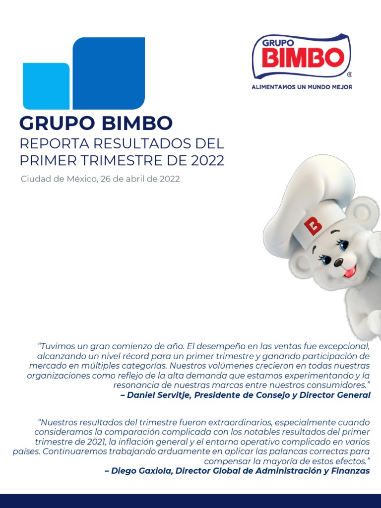 Grupo Bimbo Reporta Resultados Del 1T22 - 0 | PDF | Mondelez ...