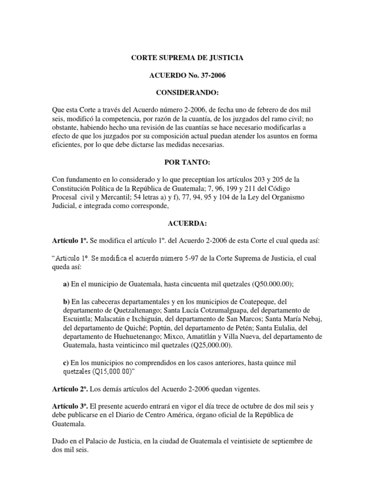 Corte Suprema de Justicia Acuerdos | PDF | Guatemala | Judicaturas