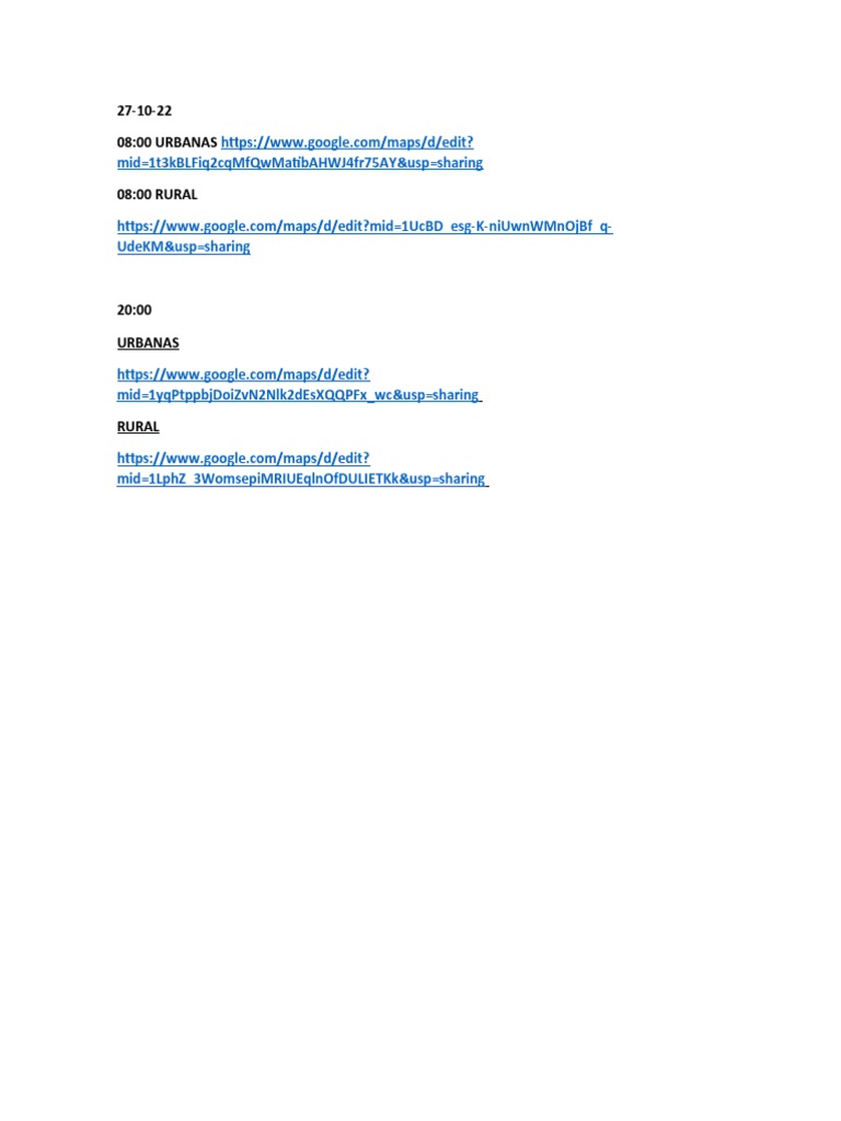 Google Maps Links for Urban and Rural Areas | PDF