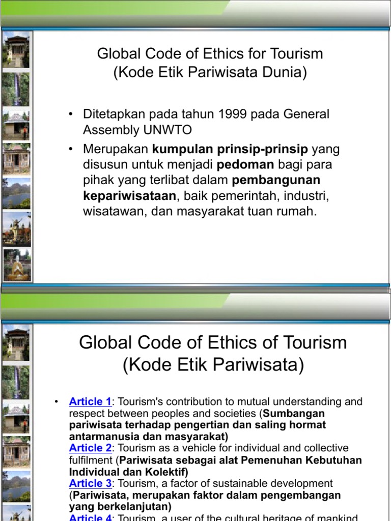 Kuliah 9 Global Code of Ethics For Tourism | PDF