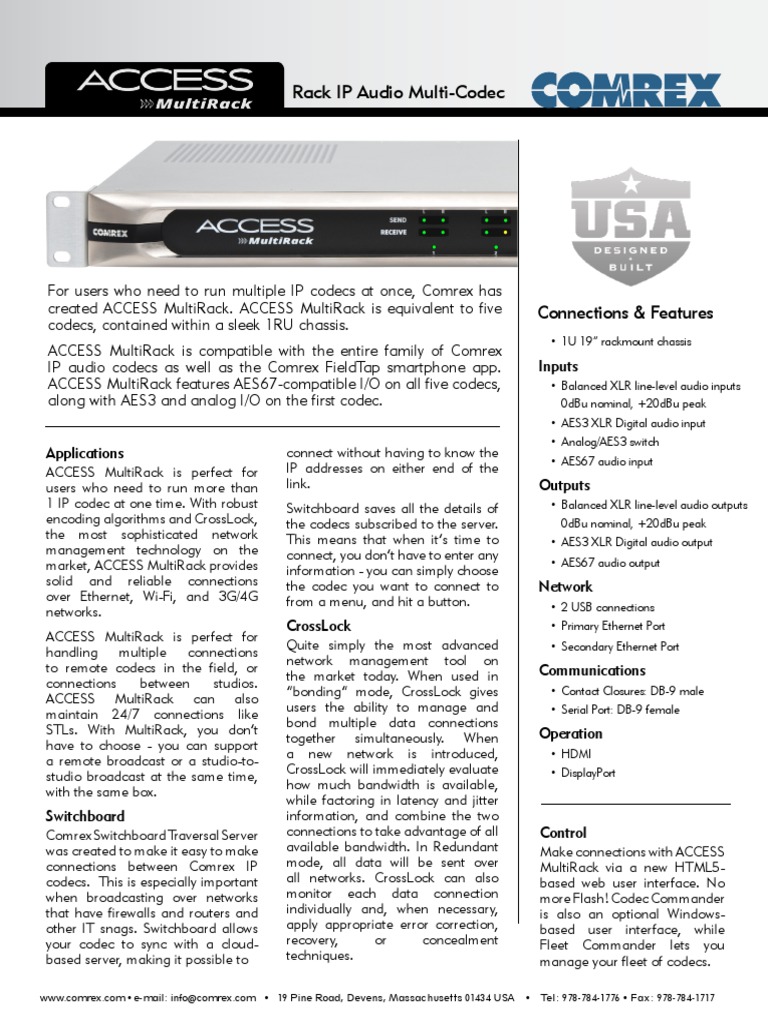 Comrex ACCESS MultiRack Brochure March 2019 English PDF Computer