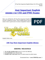 100 Top Most Important English Idioms For CSS and PMS Exams