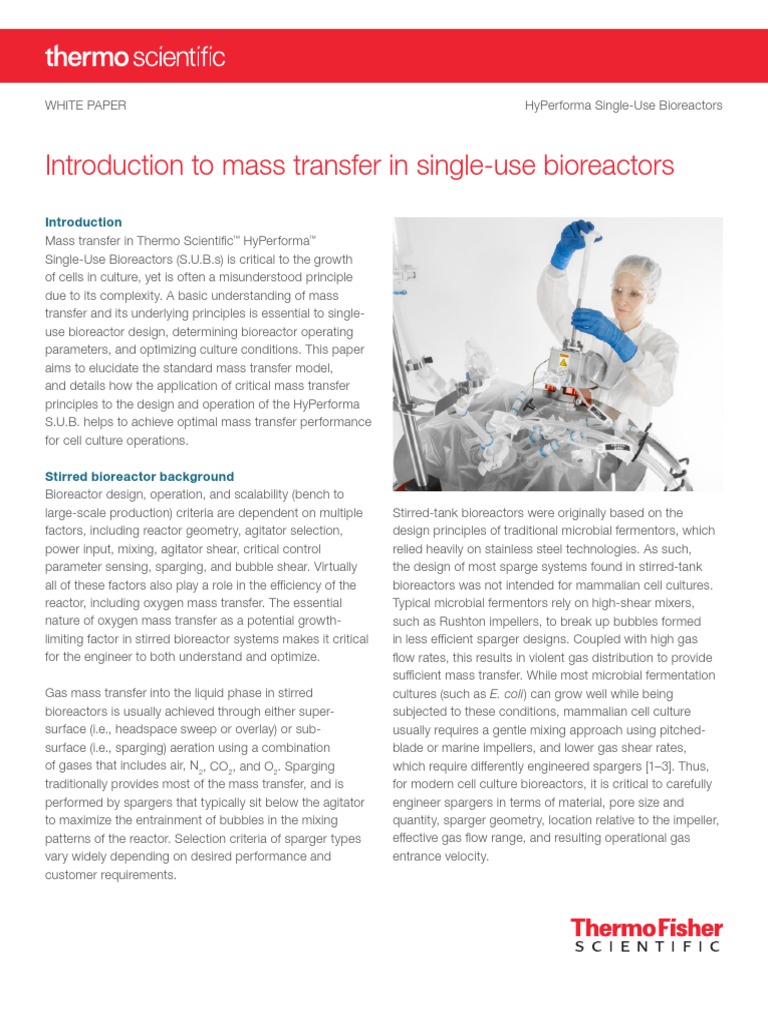 Introduction Mass Transfer Single Use Bioreactors White Paper | PDF ...