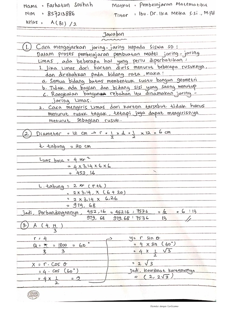 Tugas Tutorial 3 Pembelajaran Matematika Pdf