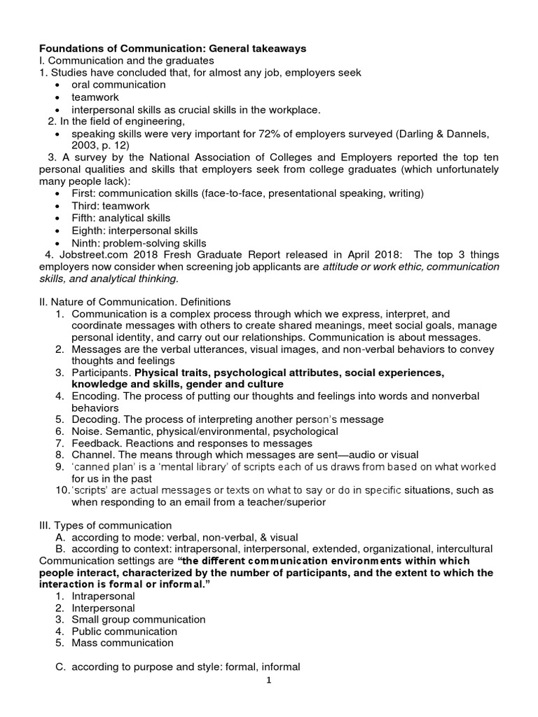 Foundations of Communication Overview | PDF | Nonverbal Communication ...