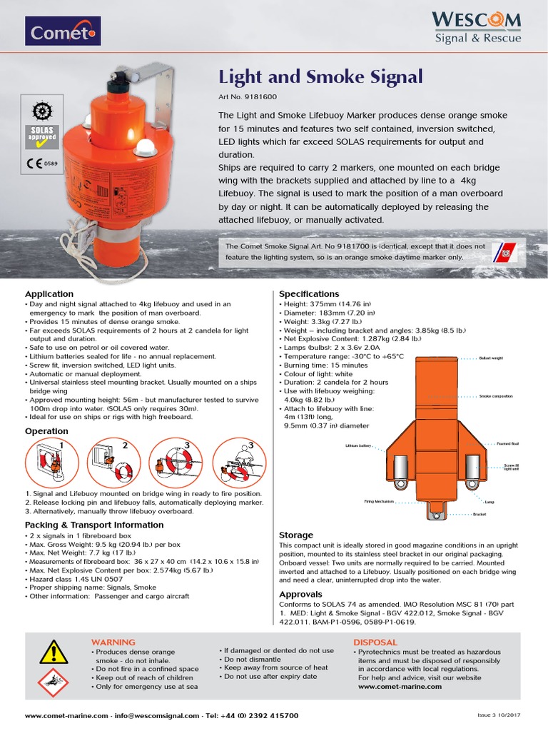 Man Overboard Lifebuoy Signal Specs | PDF | Manufactured Goods