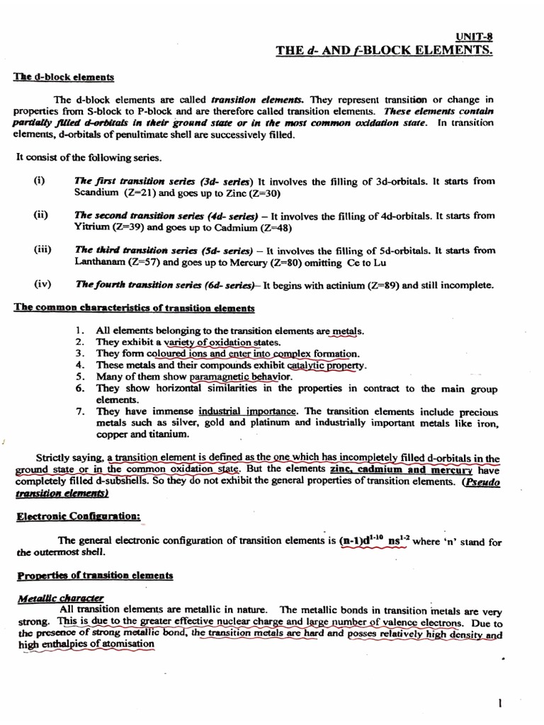 The D F Block Elements Download Free Pdf Transition Metals