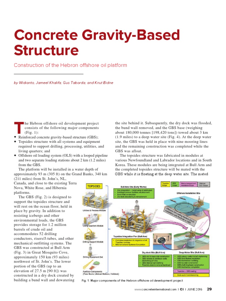 Hebron Offshore Oil Platform GBS Design | PDF | Concrete | Pipe (Fluid ...