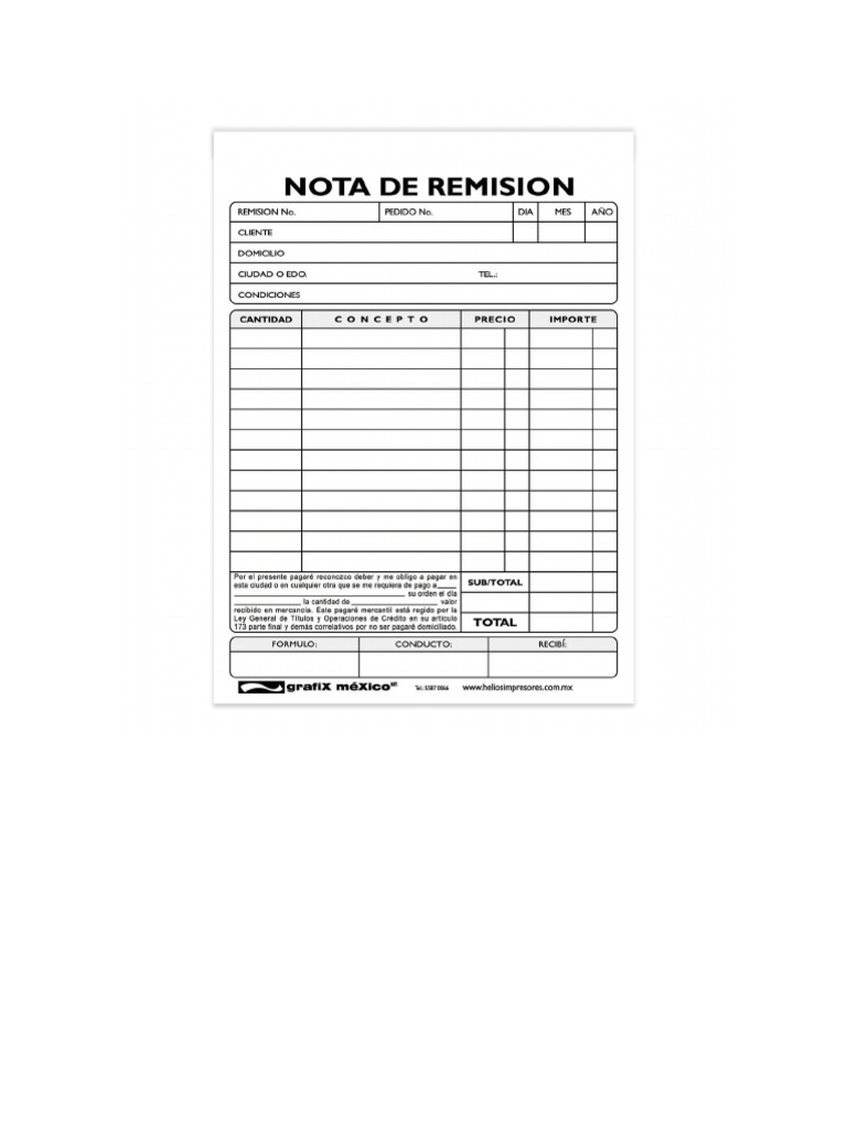 Nota Remision | PDF