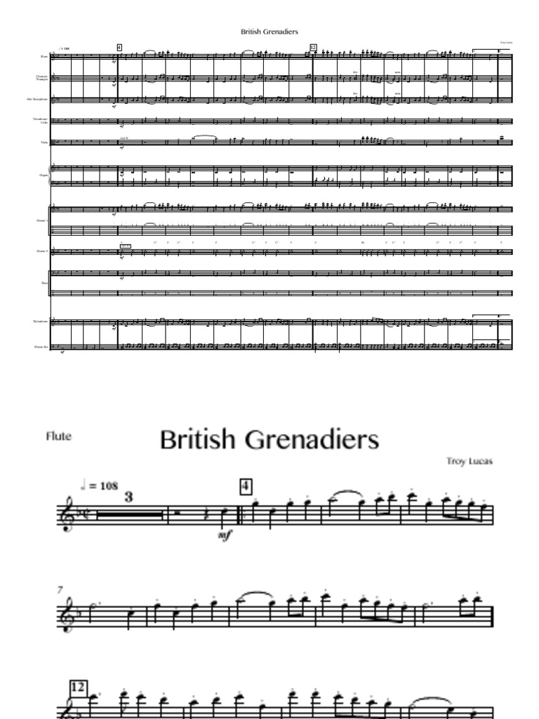 British Grenadiers Score and Parts PDF Instruments de musique