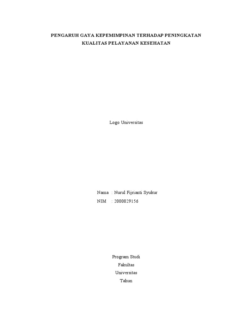 Gaya Kepemimpinan dan Kualitas Pelayanan Kesehatan | PDF | Karier ...