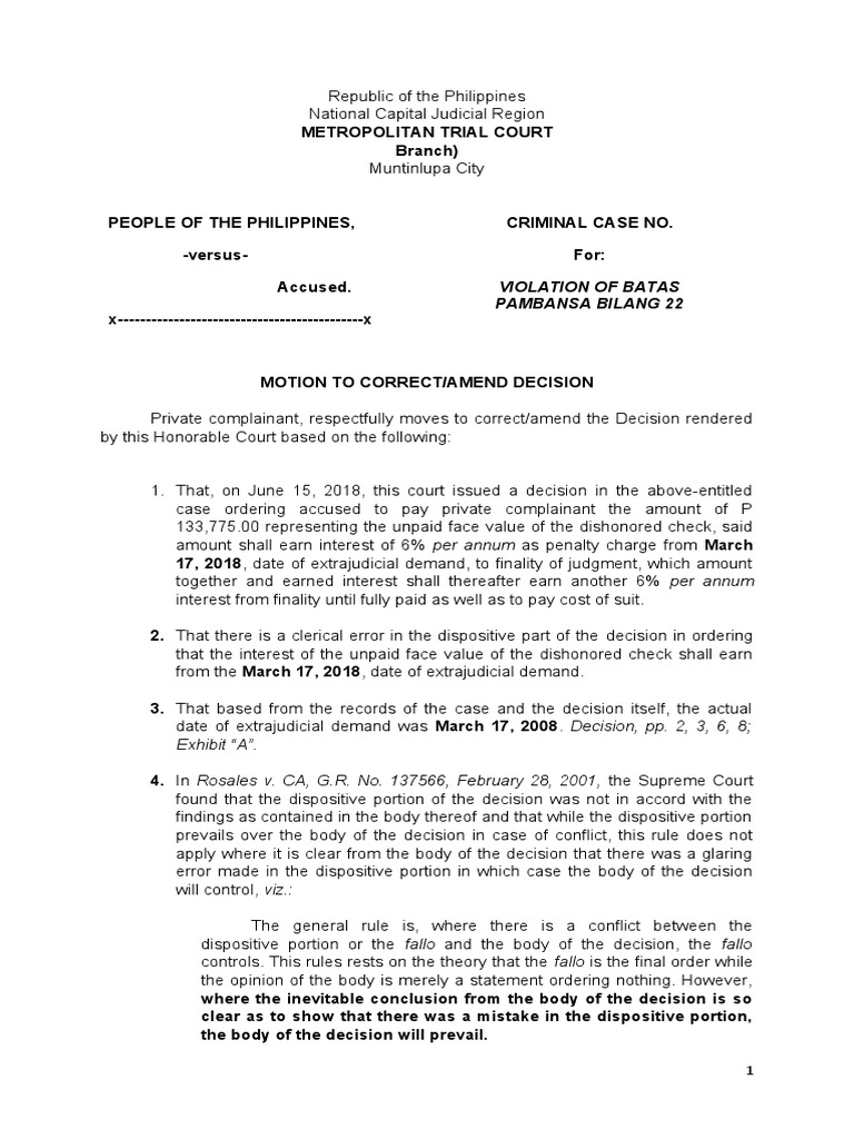 Motion to correct 1 pdf lawsuit judgment law 