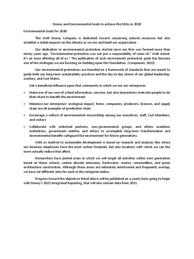 Disney's 2030 Environmental Goals | PDF | Low Carbon Economy | Climate ...