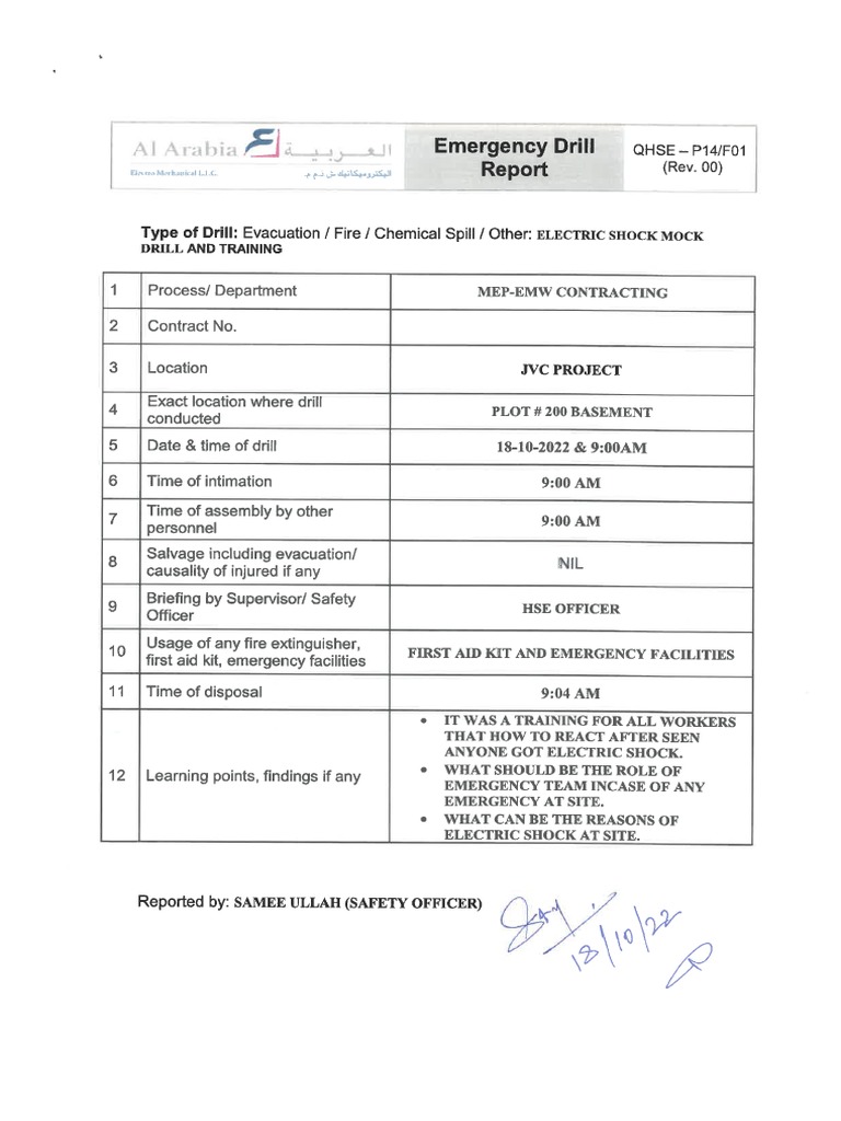 Mock drill report pdf