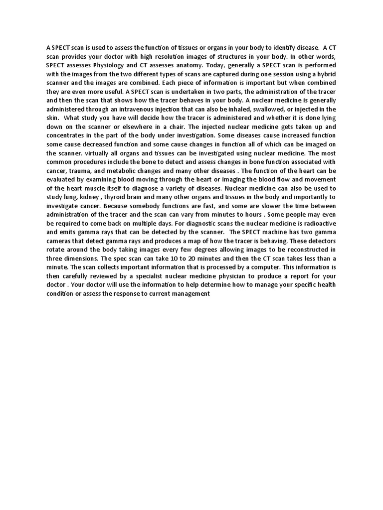 A Spect Scan | PDF | Nuclear Medicine | Ct Scan