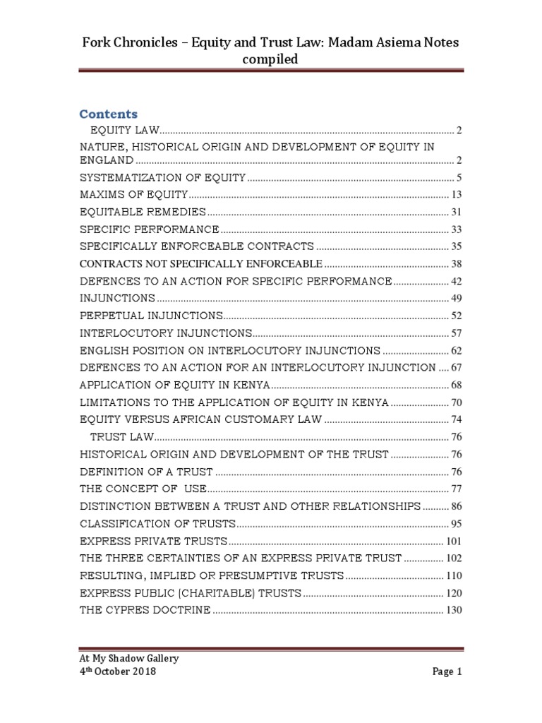Equity Trust Fork Chronicles PDF Mortgage Law Equity (Law)