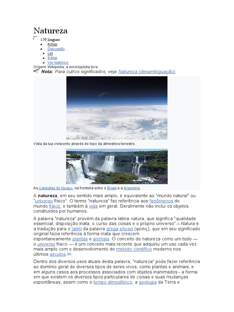 Definição e Conceito de Natureza | PDF | Natureza | Geociências