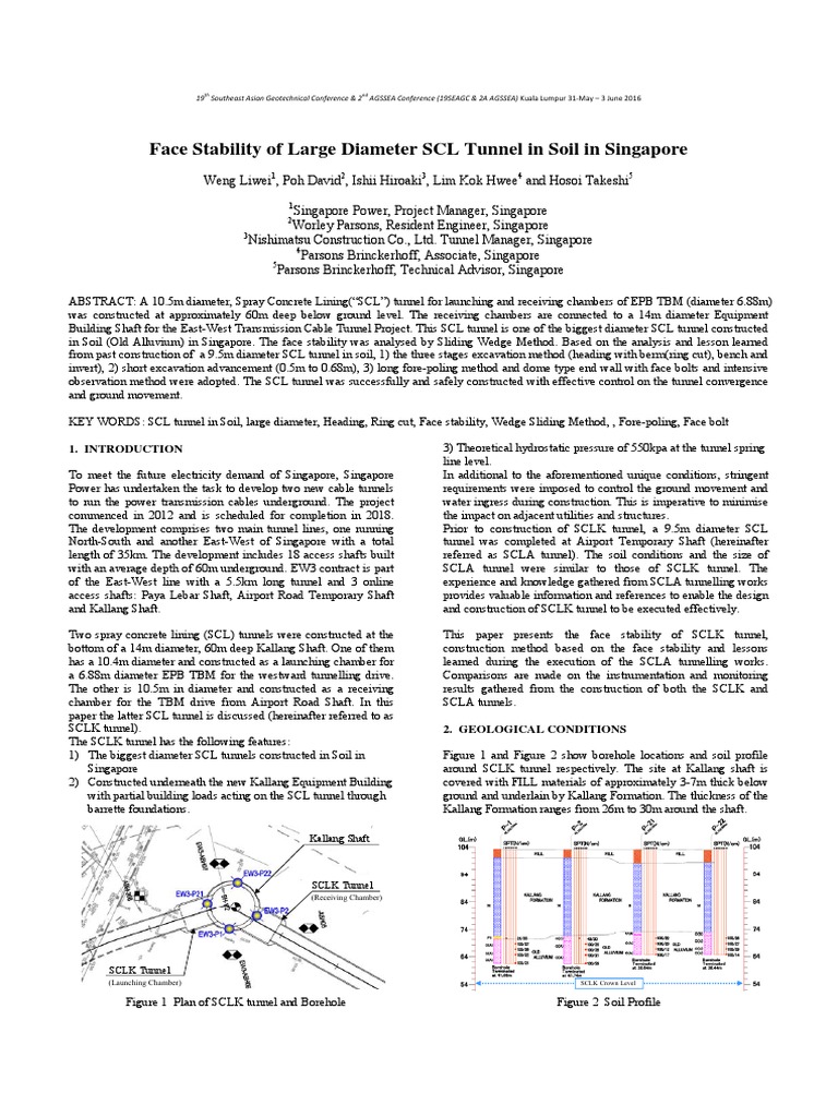 Weng Et Al 2016 Face Stability of Large Diameter SCL Tunnel in Soil in ...