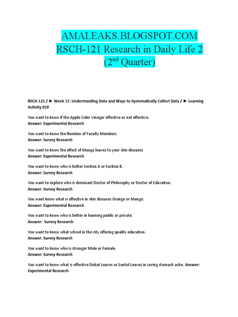 AMALEAKS BLOGSPOT COM Research RSCH 121 2nd Quarter PDF  