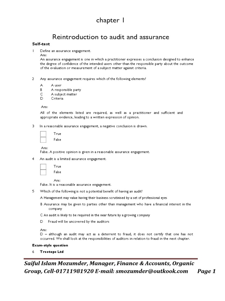 Summary Of Audit Assurance Application Level Self Test With