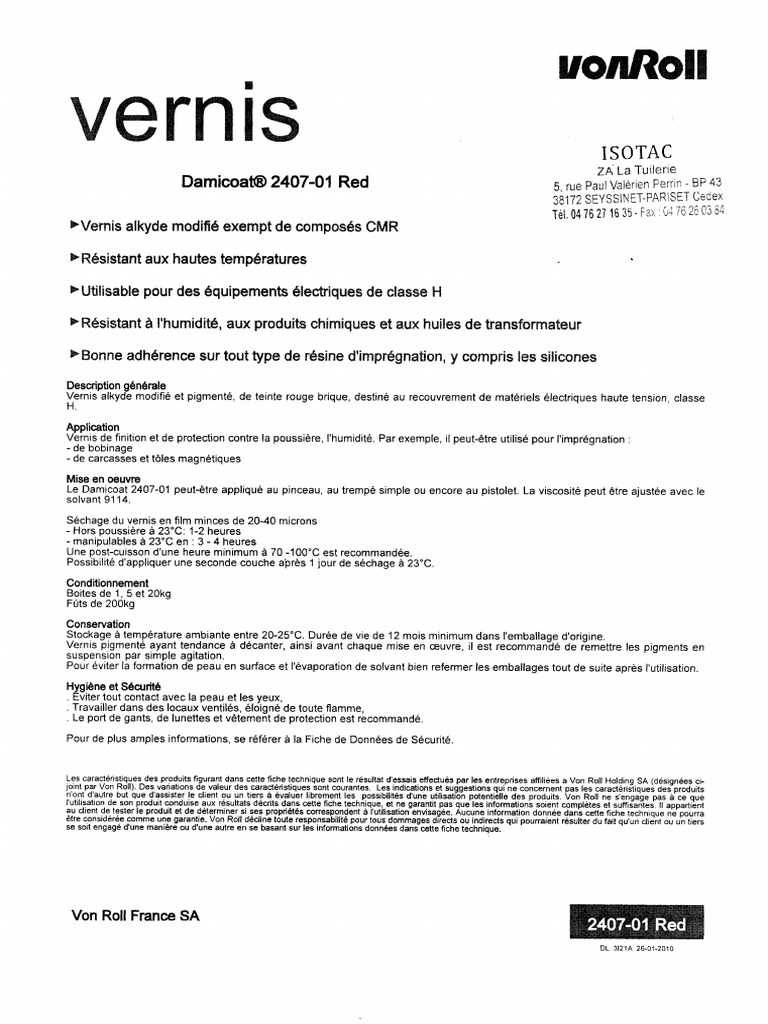 Vernis Damicoat 240701 Protection Électrique PDF — free download