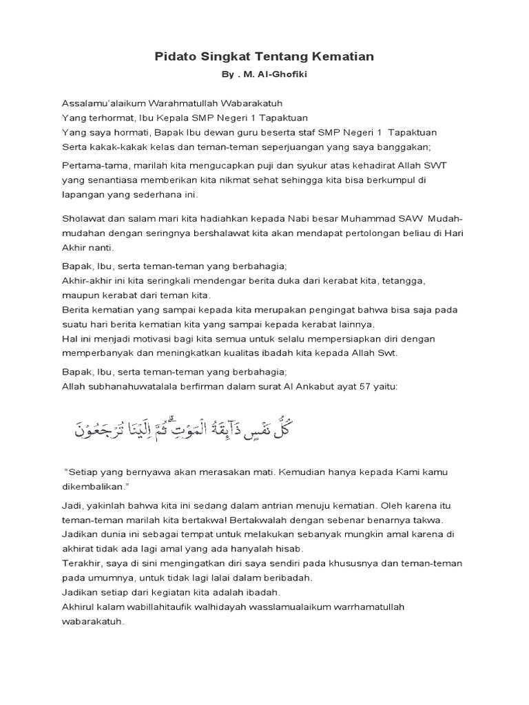 Pidato Singkat Tentang Kematian PDF