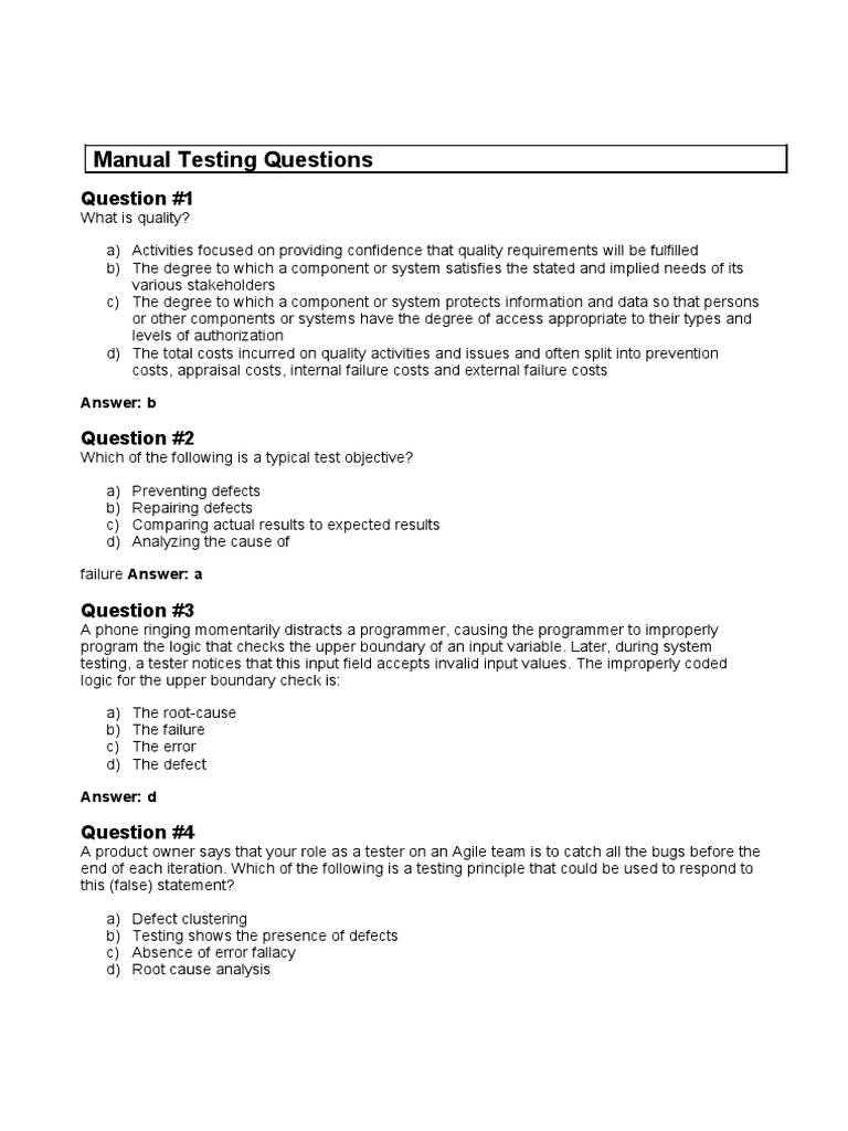 Manual testing mcqs pdf software testing information technology