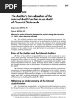 The Auditor's Consideration of The Internal Audit Function in An Audit of Financial Statements