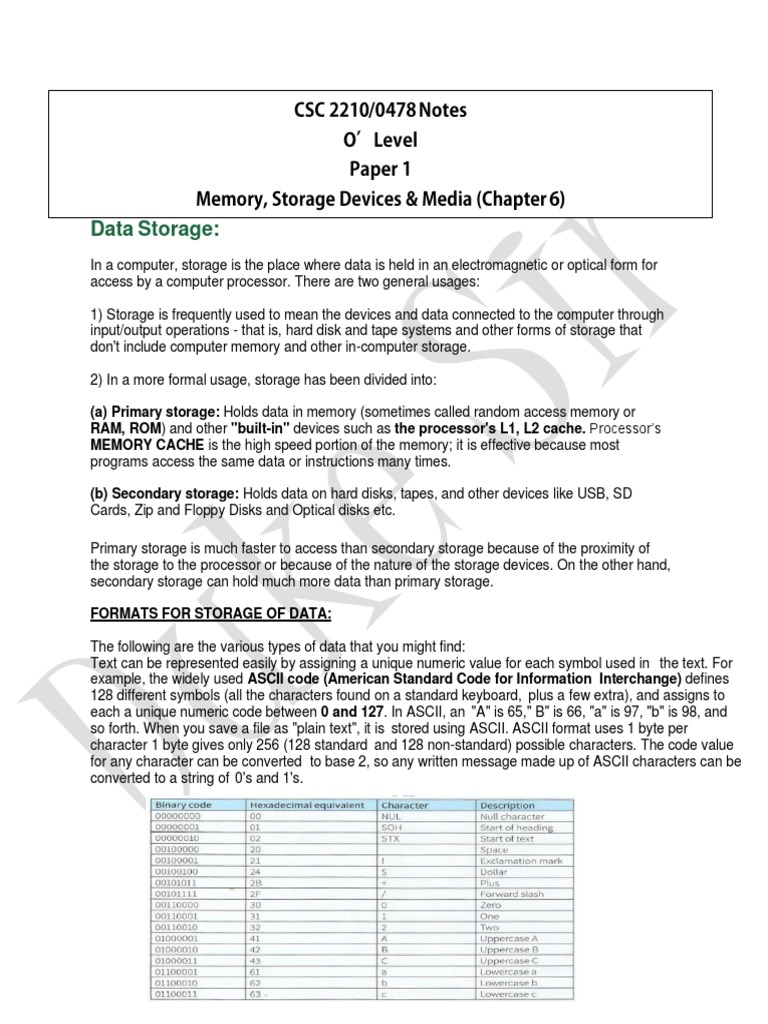 Memory, Storage Devices & Media PDF Data Compression Computer