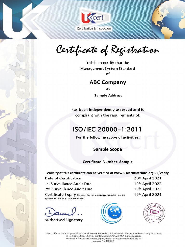 ABC Company ISO/IEC 20000-1 Certification | PDF