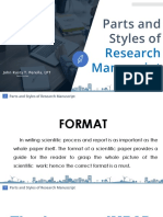 Parts and Styles of Research Manuscript
