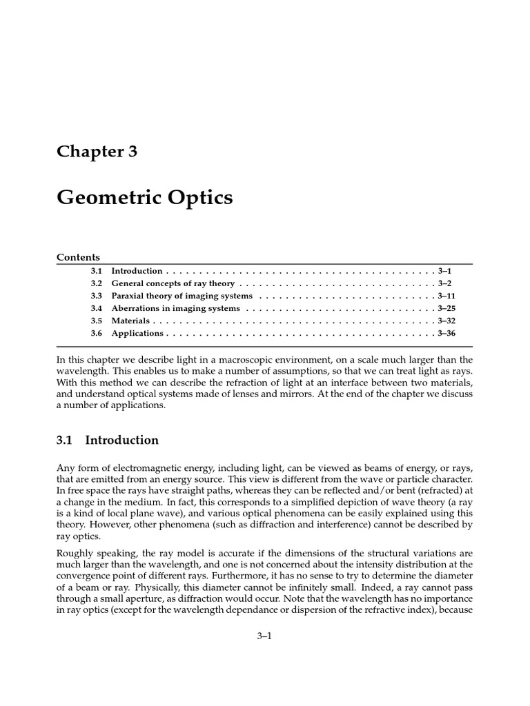 Geometric Optics: Ray Theory Basics | PDF | Optics | Mirror