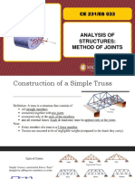 CE 231/ES 033 Method of Joints Structural Analysis