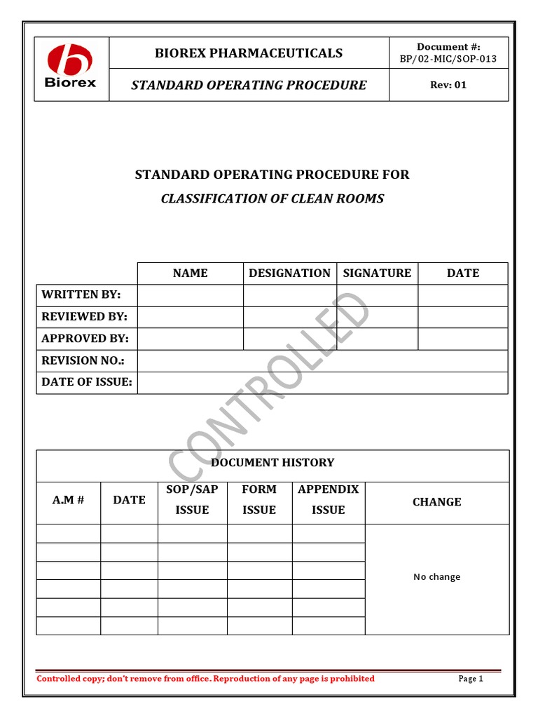 Clean Room Classification Pdf