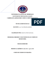 Problemas Errores y Soluciones de Los Cortes en Microtomia