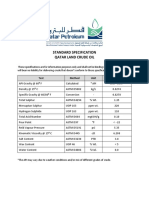 Qatar Crude Specification (Qatar Land)