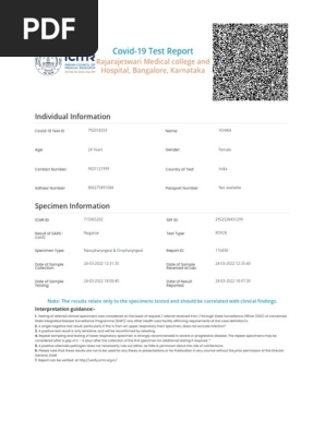 COVID negative report sample