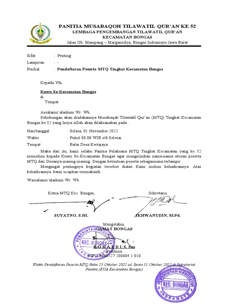 Undangan MTQ | PDF