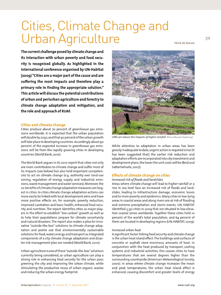 Cities Climate Change and Urban Agriculture | PDF | Climate Change ...