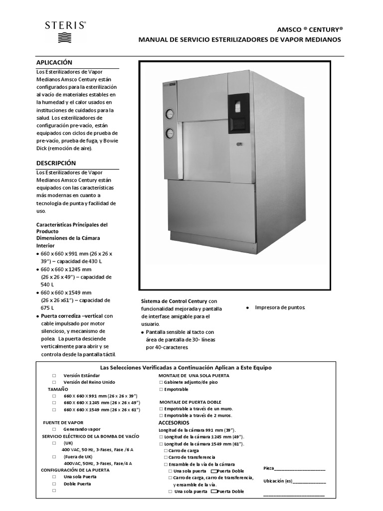 Century Medium Tech Data Esp Steris PDF