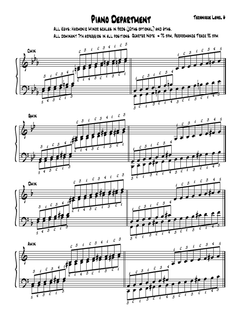 Berklee Level 6 Piano Technique Sheet PDF