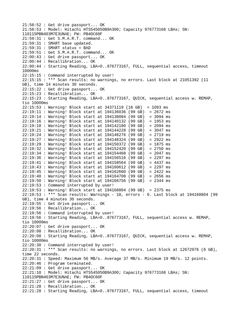Analysis of Hard Drive Performance Issues Through Sequential Read Tests