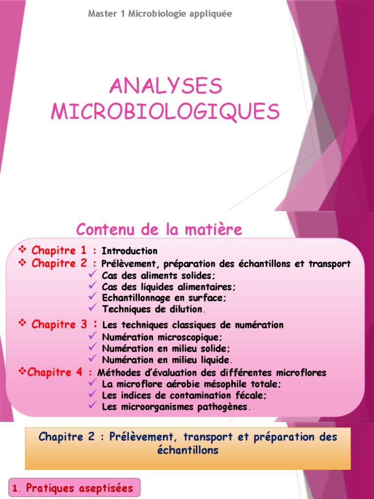 Prélèvements et analyses microbiologiques | PDF | Microbiologie ...